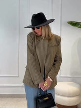 Load image into Gallery viewer, Elegant Stripe Blazer Women Loose Full Sleeve Stand Collar Single Breasted Coats Female 2026 Fashion Spring Outwear Lady -  Dollhouse-Collection
