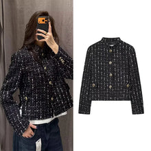 Load image into Gallery viewer, Women's Textured Blazer with Metallic Thread New Spring High Neck Zipper Shoulder Pads Women Blazer Female Chic Coats -  Dollhouse-Collection
