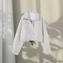Load image into Gallery viewer, Polka Dot Print Shorts Coats Suits Women Loose High Neck Long Sleeves Zipper Drawstring Sets Female 2025 Autumn New Chic Set -  Dollhouse-Collection
