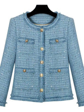 Load image into Gallery viewer, Short blazer with gold buttons, multiple pockets, and a refined design -  Dollhouse-Collection
