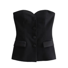 Load image into Gallery viewer, HXAO 2025 Women Crop Corset Top Summer Tanks &amp; Camis White Black Tank Top Button Off Shoulder Sleeveless Tube Top Fashion Vests -  Dollhouse-Collection
