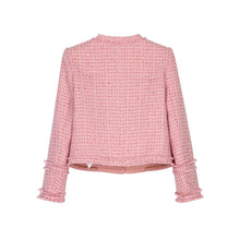 Load image into Gallery viewer, Exquisite elegant fashionable small fragrance style socialite's coarse tweed pink round neck anti-aging jacket -  Dollhouse-Collection
