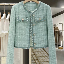 Load image into Gallery viewer, Women Elegant Tweed Jackets Chic O-neck Long Sleeve Tops New Autumn Fashion Single-breasted Office Cardigan Coat 2025 Outerwear -  Dollhouse-Collection
