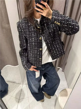 Load image into Gallery viewer, Women's Textured Blazer with Metallic Thread New Spring High Neck Zipper Shoulder Pads Women Blazer Female Chic Coats -  Dollhouse-Collection

