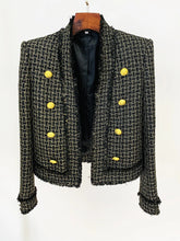 Load image into Gallery viewer, HIGH STREET Newest 2026 Stylish Designer Jacket Women's Lion Buttons Plaid Fringed Tweed Jacket -  Dollhouse-Collection
