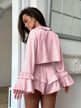 Load image into Gallery viewer, Autumn Ladies Nightwear Suit V-Neck Pajamas Long Sleeve Sleepwear Crop Top Nightgown Shorts Casual Female Nightie Set -  Dollhouse-Collection
