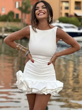 Load image into Gallery viewer, Sculpted Ruffle Hem Mini Dress -  Dollhouse-Collection
