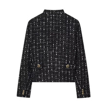 Load image into Gallery viewer, Women's Textured Blazer with Metallic Thread New Spring High Neck Zipper Shoulder Pads Women Blazer Female Chic Coats -  Dollhouse-Collection
