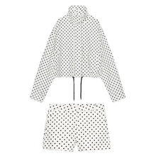 Load image into Gallery viewer, Polka Dot Print Shorts Coats Suits Women Loose High Neck Long Sleeves Zipper Drawstring Sets Female 2025 Autumn New Chic Set -  Dollhouse-Collection

