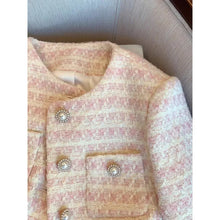 Load image into Gallery viewer, Spring Autumn Elegant Loose-Fit Tweed Style Jacket Women's New Pearl Button Cardigan Fashionable Cropped Top -  Dollhouse-Collection
