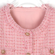 Load image into Gallery viewer, Exquisite elegant fashionable small fragrance style socialite's coarse tweed pink round neck anti-aging jacket -  Dollhouse-Collection

