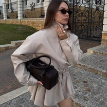 Load image into Gallery viewer, Tuularose Women's 2 Piece Fashion Lapel Zip Jacket Pleated Shorts Suit Vintage Streetwear New Party  Autumn Female Short Sets -  Dollhouse-Collection
