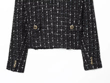 Load image into Gallery viewer, Women's Textured Blazer with Metallic Thread New Spring High Neck Zipper Shoulder Pads Women Blazer Female Chic Coats -  Dollhouse-Collection
