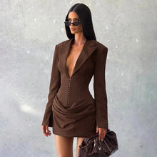 Load image into Gallery viewer, Avrilyaan Casual Pleated Sexy Dress Women 2025 Elegant Party Dress Blazer Long Sleeves Bodycon Mini Autumn Winter Dress Vestidos -  Dollhouse-Collection
