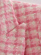 Load image into Gallery viewer, Pink Check Tweed Blazer for Women, Retro Button, Long Sleeve, Pocket, Elegant Jacket, Fashion Top, Designer, 2024 -  Dollhouse-Collection
