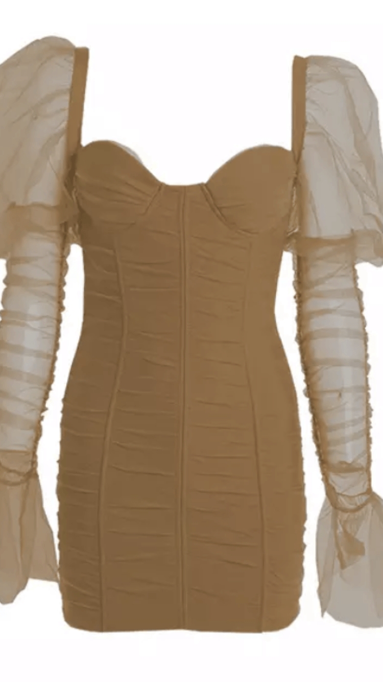 I'm A Catch Flared Sleeve Dress Nude -  Dollhouse-Collection