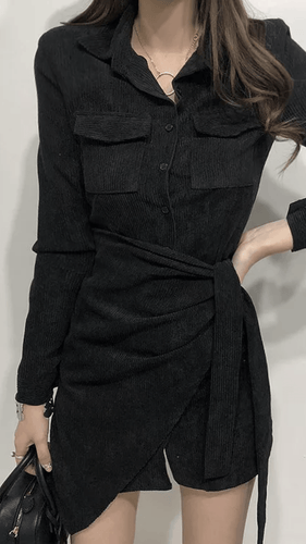 Camelia Cordury Shirt Dress Black -  Dollhouse-Collection