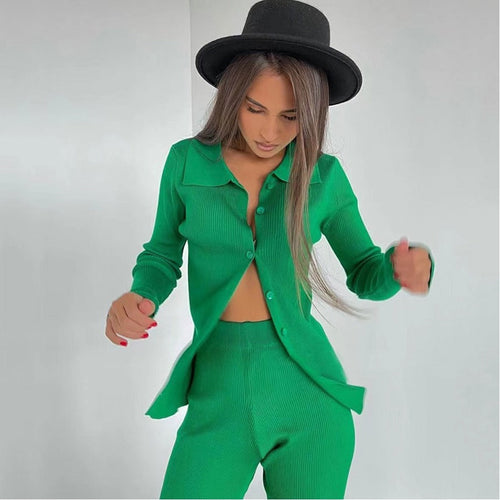 Charlotte Knitted Lounged set in green Dollhouse-Collection 