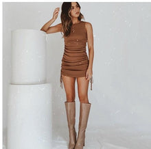 Load image into Gallery viewer, Chloe drawstring mini dress Dollhouse-Collection Brown S 
