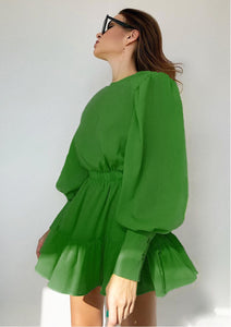 Evelyn Ruffle dress in green Dollhouse-Collection 