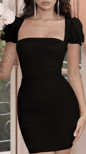 If You Please Puff Sleeve Mini Black -  Dollhouse-Collection
