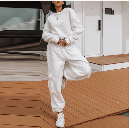 Jade waffle jogger set in white – Dollhouse-Collection