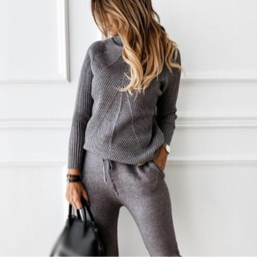 Lucy Knitted Turtle Neck Lounge Set Grey Dollhouse-Collection 