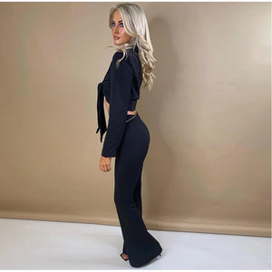 Poppy Flared trouser set coord in black Dollhouse-Collection 
