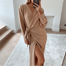Load image into Gallery viewer, Victoria wrap dress in camel Dollhouse-Collection 
