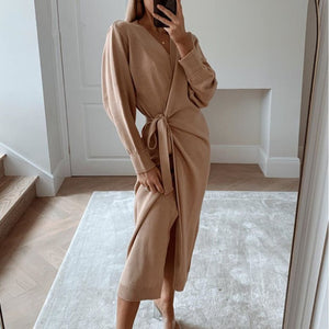 Victoria wrap dress in camel Dollhouse-Collection 