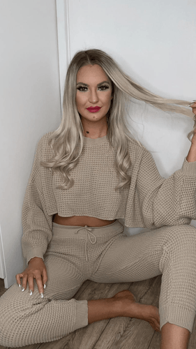 Waffle knit set in beige Dollhouse-Collection 